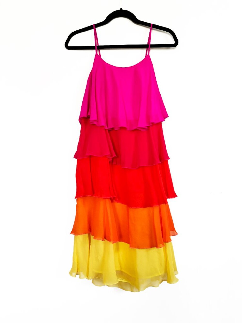 Trina Turk Tiered Silk Chiffon Strappy Dress Ombre Sunset. NWT XS - Picture 2 of 10